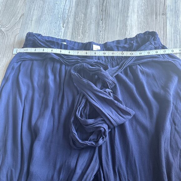 Gap Wide Leg Pull On Rayon Viscose Gaucho Pants Elastic Waist & Tie Size Large - Picture 9 of 10